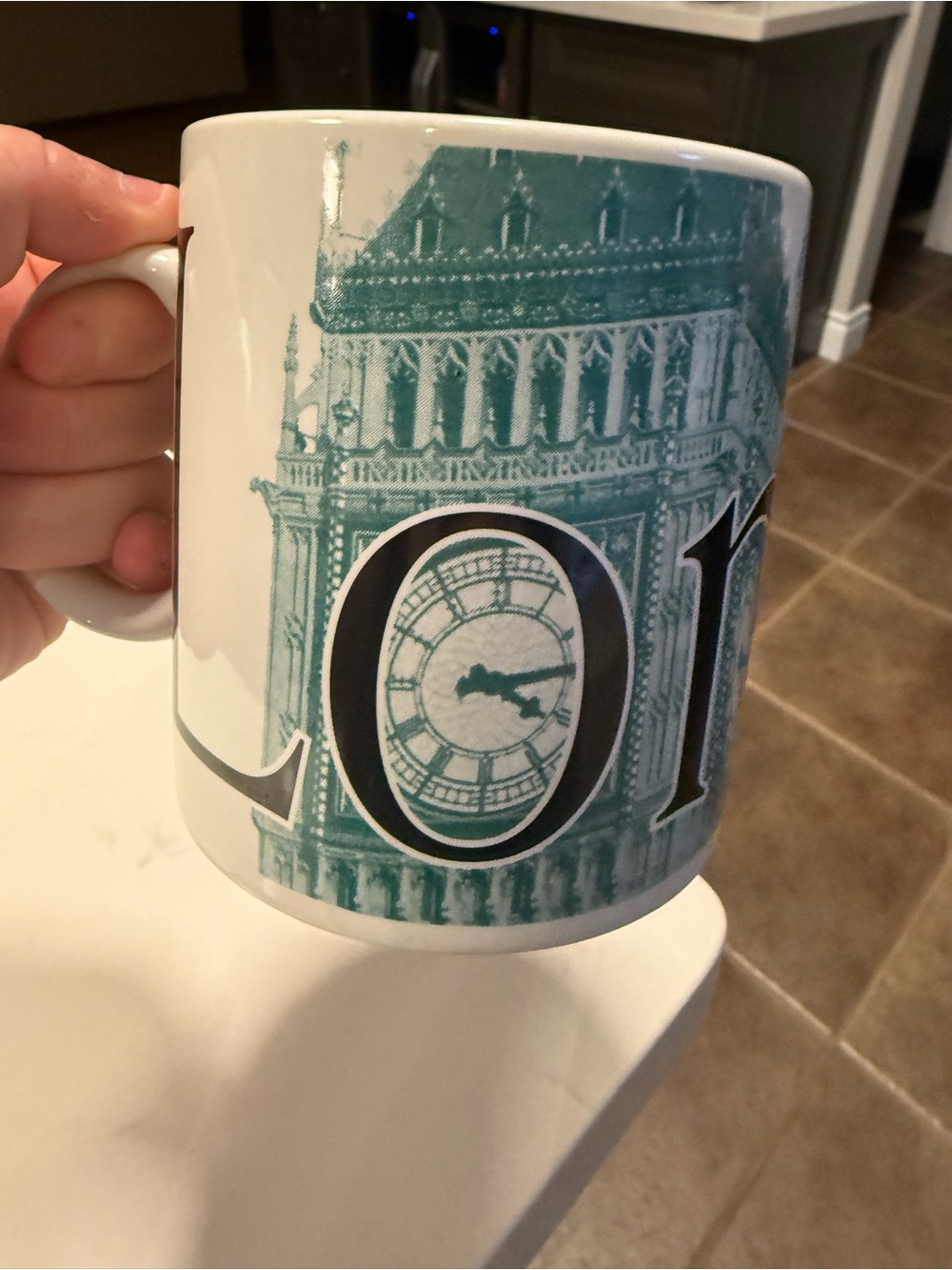 Starbucks White Mug with Teal London Clock Graphic